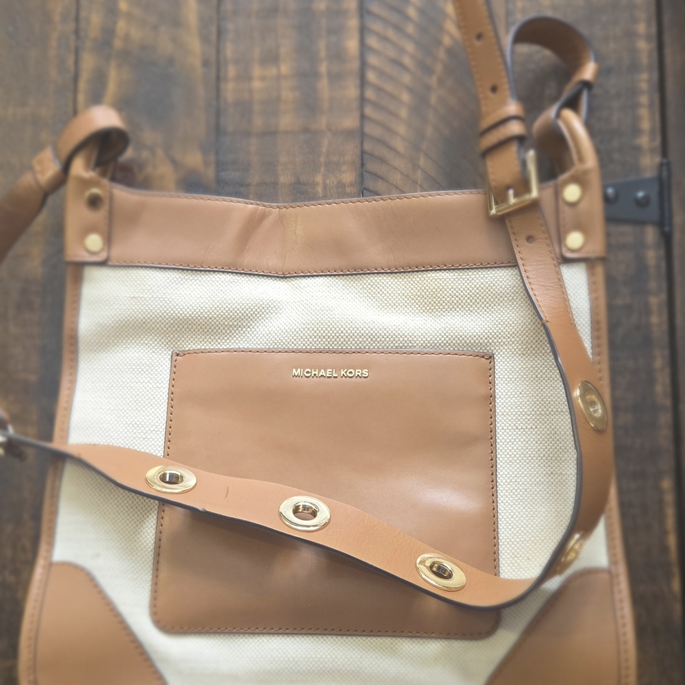 Michael Kors Brown and Cream Shoulder Bag